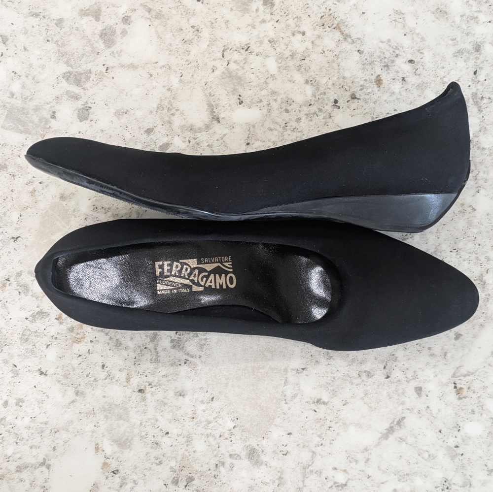 Salvatore Ferragamo Fabric Balmy Shoes Size 9.5 2A Little Black Shoe Workwear